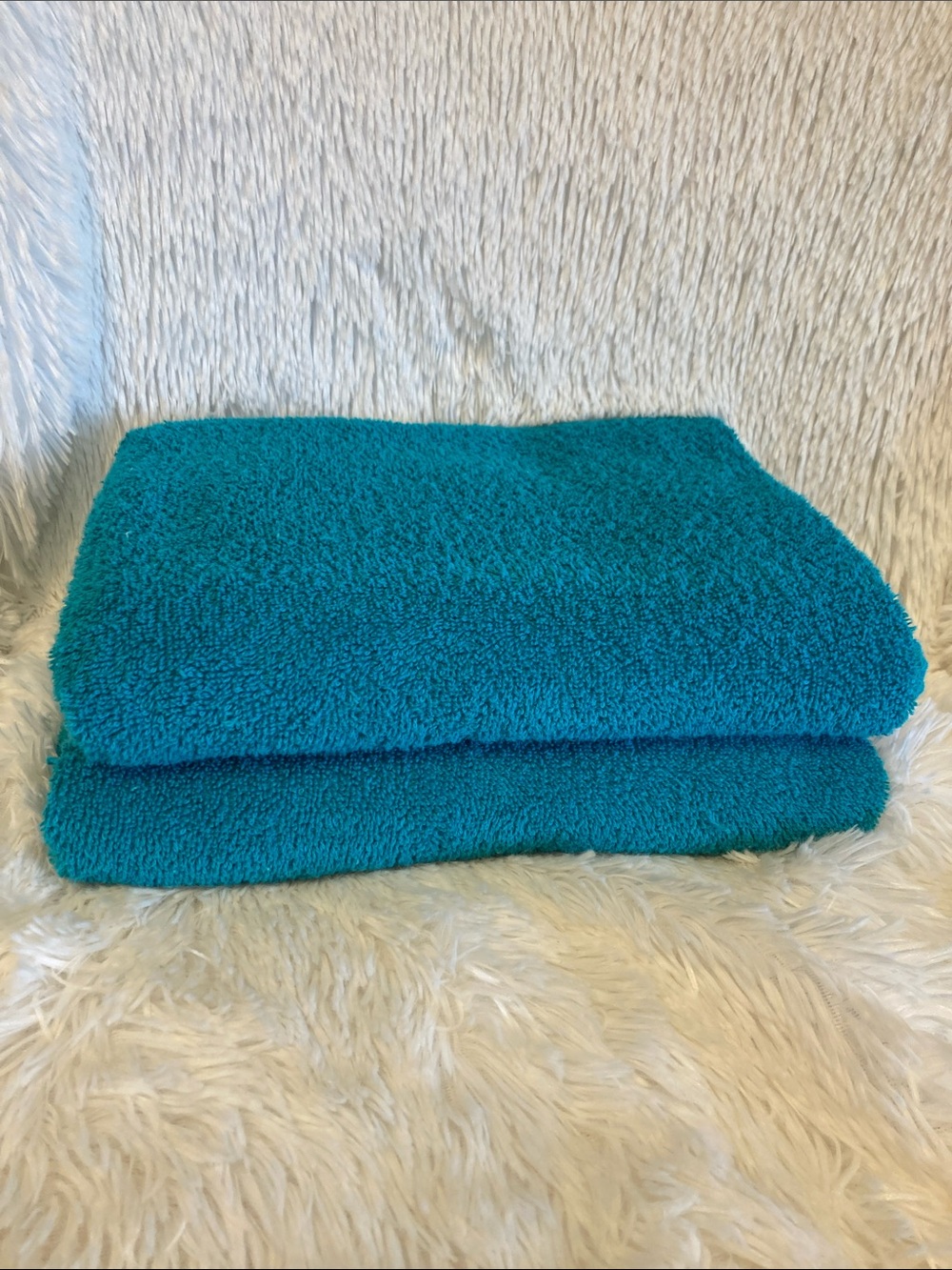 Plush Teal Bath Towel Set of 2